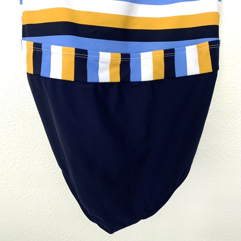 Kona Sol Blue Striped Strappy One Piece Swimsuit - Picture 5 of 9